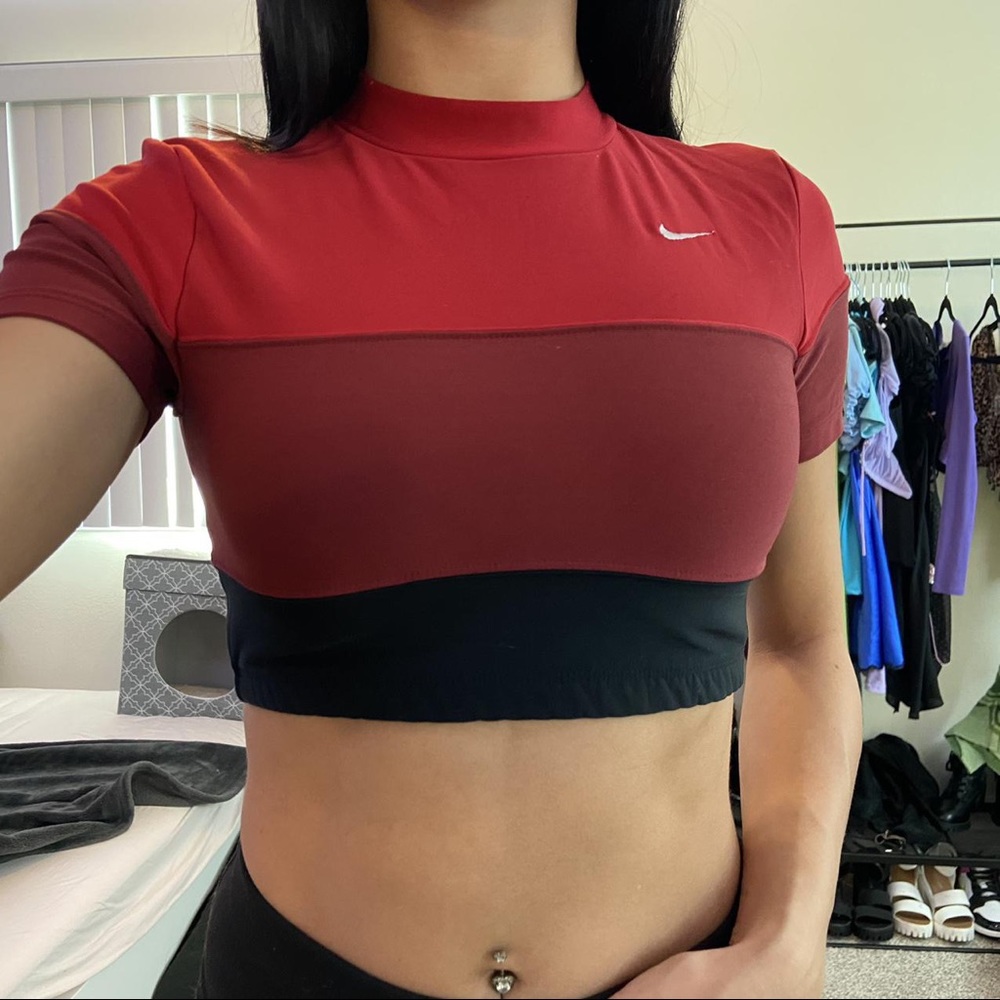 Nike red and black crop top